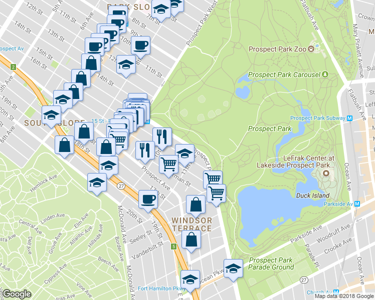 map of restaurants, bars, coffee shops, grocery stores, and more near in Brooklyn