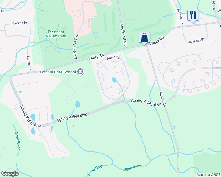 map of restaurants, bars, coffee shops, grocery stores, and more near 179 Locust Lane in Basking Ridge