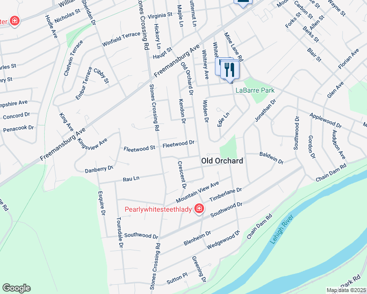 map of restaurants, bars, coffee shops, grocery stores, and more near 201 Kendon Drive in Easton