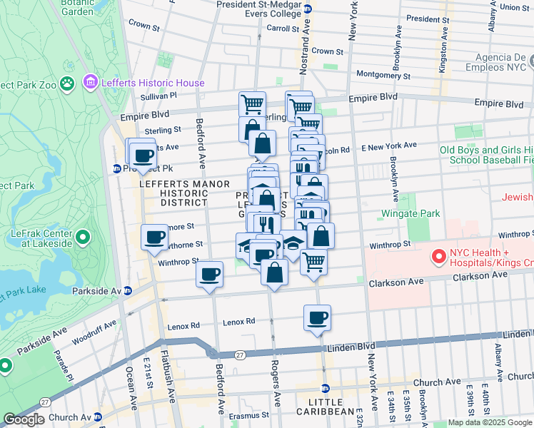 map of restaurants, bars, coffee shops, grocery stores, and more near in Brooklyn