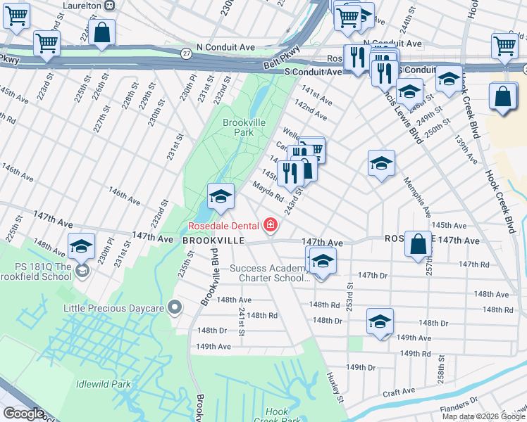 map of restaurants, bars, coffee shops, grocery stores, and more near 241-1 Newhall Avenue in Queens