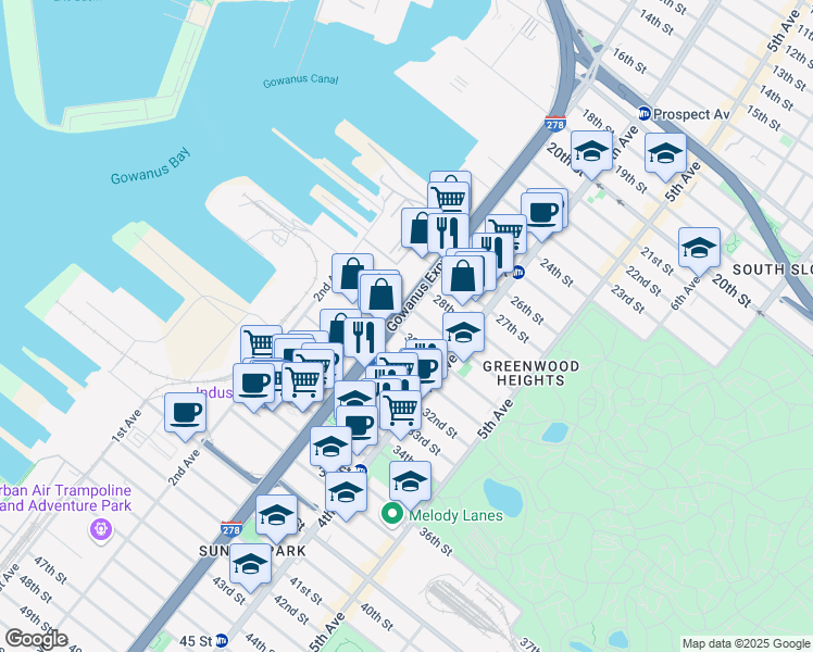 map of restaurants, bars, coffee shops, grocery stores, and more near in Brooklyn