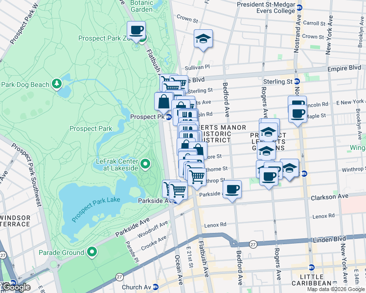 map of restaurants, bars, coffee shops, grocery stores, and more near in Brooklyn