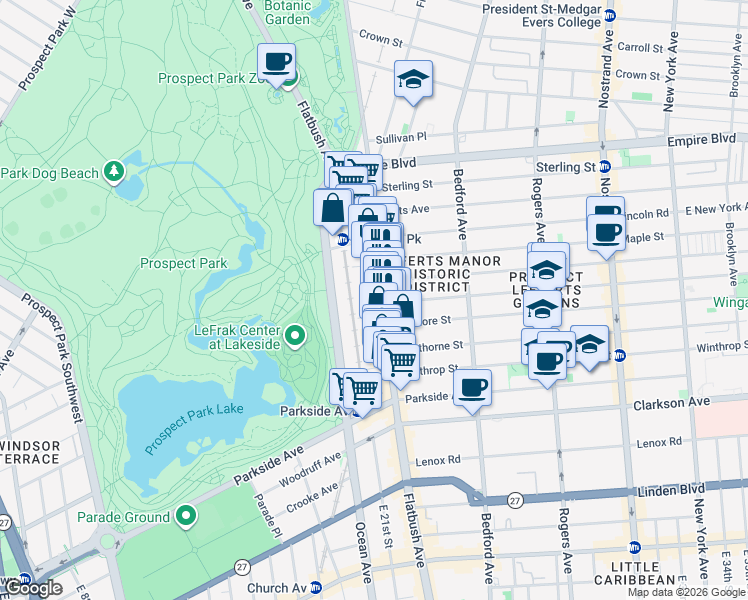 map of restaurants, bars, coffee shops, grocery stores, and more near in Brooklyn