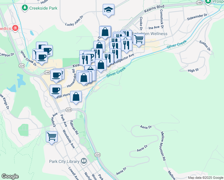 map of restaurants, bars, coffee shops, grocery stores, and more near 1670 Upper Iron Horse Loop Road in Park City