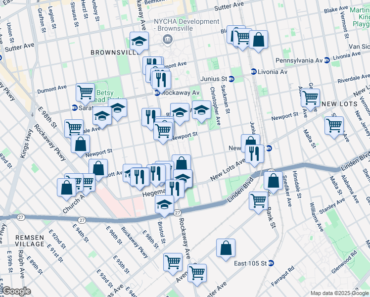 map of restaurants, bars, coffee shops, grocery stores, and more near 465 Thatford Avenue in Brooklyn