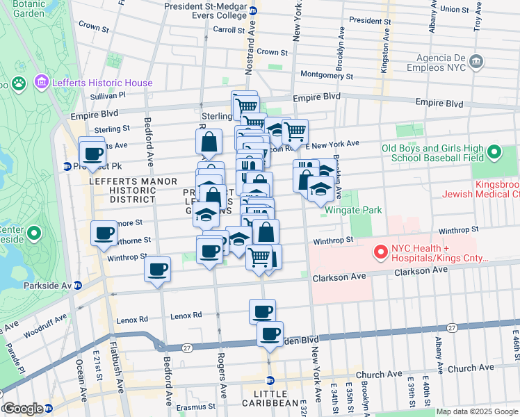 map of restaurants, bars, coffee shops, grocery stores, and more near in Brooklyn
