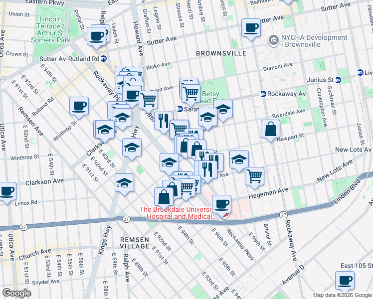 map of restaurants, bars, coffee shops, grocery stores, and more near in Brooklyn