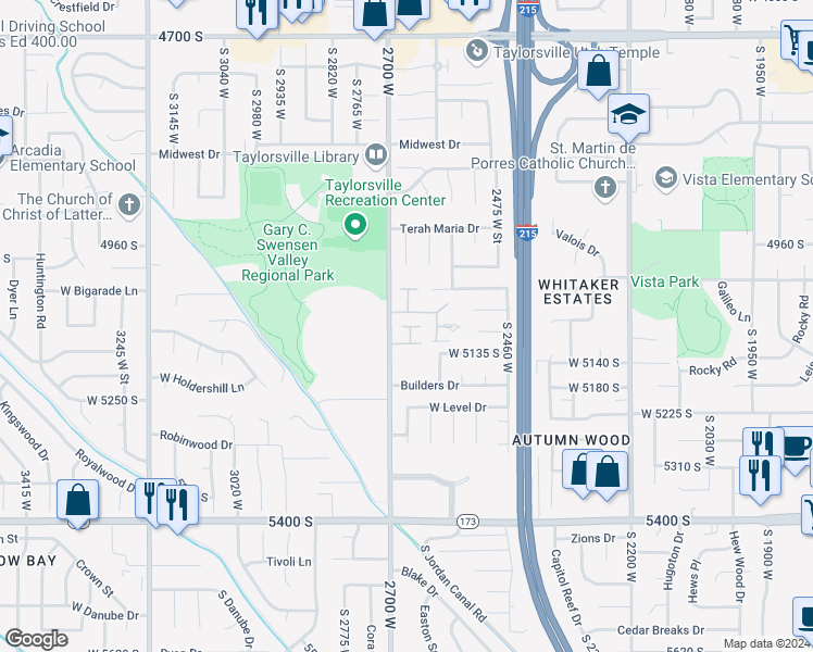 map of restaurants, bars, coffee shops, grocery stores, and more near 5096 Heritage Cove in Salt Lake City