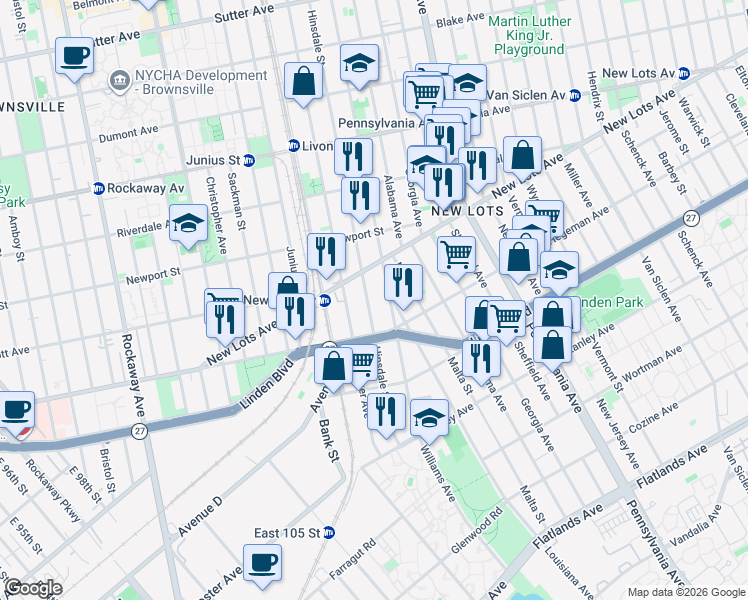 map of restaurants, bars, coffee shops, grocery stores, and more near 642 Hinsdale Street in Brooklyn
