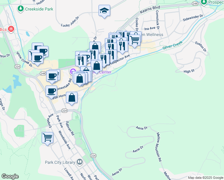 map of restaurants, bars, coffee shops, grocery stores, and more near 1710 Upper Iron Horse Loop Road in Park City