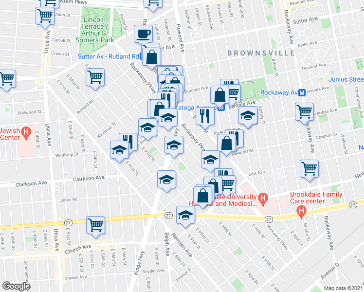 map of restaurants, bars, coffee shops, grocery stores, and more near in Brooklyn