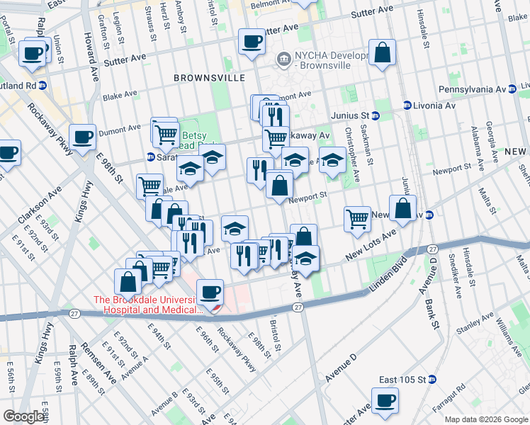 map of restaurants, bars, coffee shops, grocery stores, and more near 508 Chester Street in Brooklyn