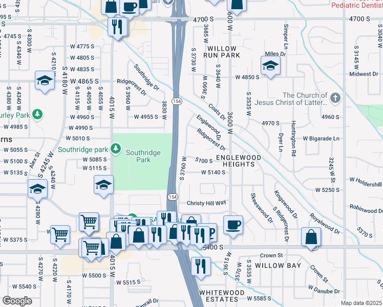 map of restaurants, bars, coffee shops, grocery stores, and more near 3718 West 5100 South in Salt Lake City