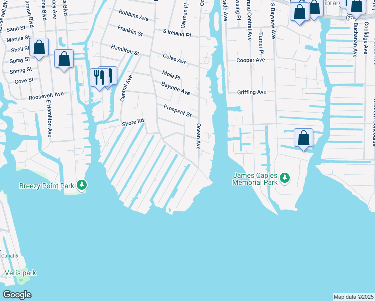 map of restaurants, bars, coffee shops, grocery stores, and more near 11 Carleton Avenue in Amityville