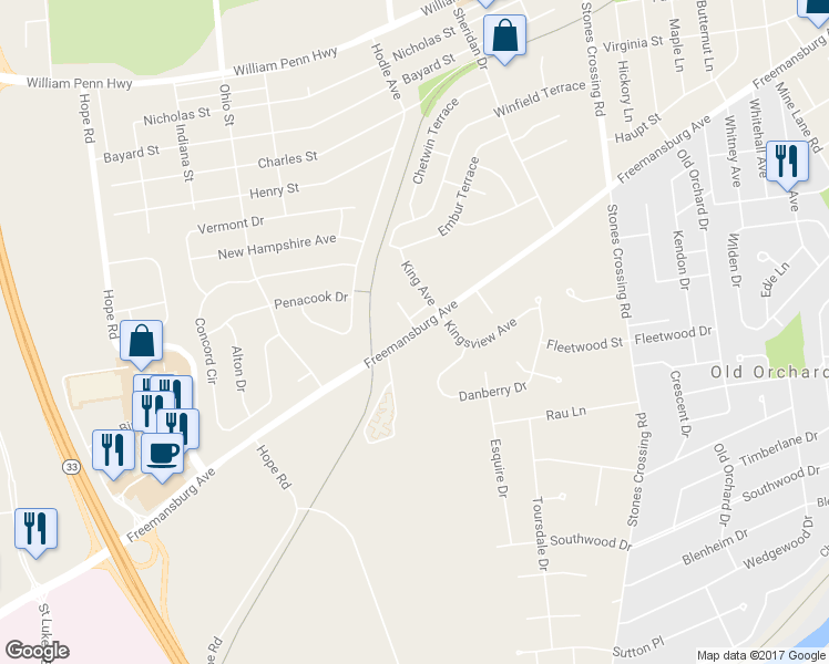 map of restaurants, bars, coffee shops, grocery stores, and more near 4079 Freemansburg Avenue in Easton