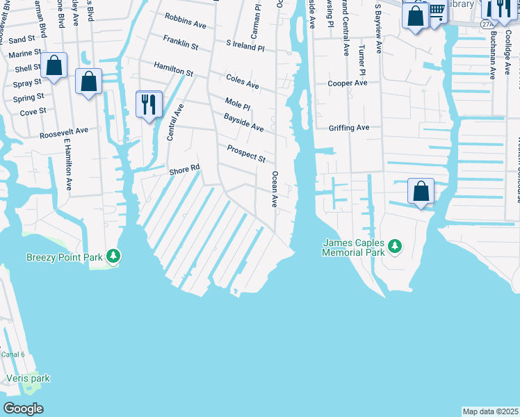 map of restaurants, bars, coffee shops, grocery stores, and more near 11 Carleton Avenue in Amityville