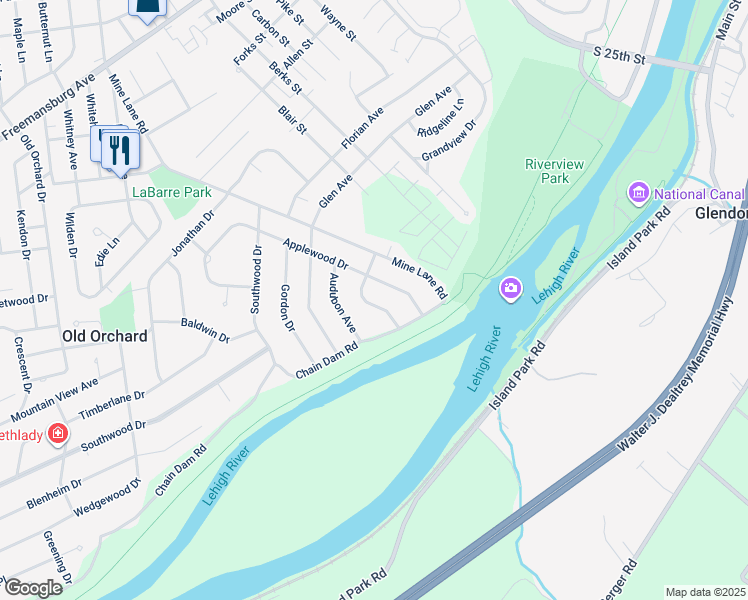 map of restaurants, bars, coffee shops, grocery stores, and more near 22 Russet Drive in Easton