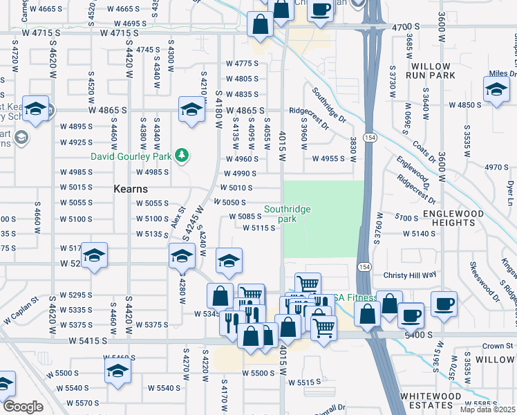 map of restaurants, bars, coffee shops, grocery stores, and more near 4077 West 5050 South in Kearns