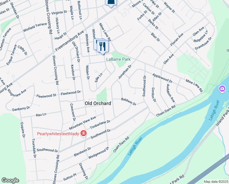 map of restaurants, bars, coffee shops, grocery stores, and more near 186 Jonathan Dr in Easton