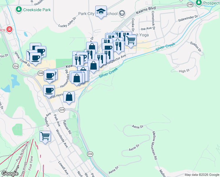 map of restaurants, bars, coffee shops, grocery stores, and more near 1700 Upper Iron Horse Loop Road in Park City