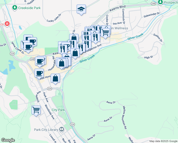 map of restaurants, bars, coffee shops, grocery stores, and more near 1710 Upper Iron Horse Loop Road in Park City