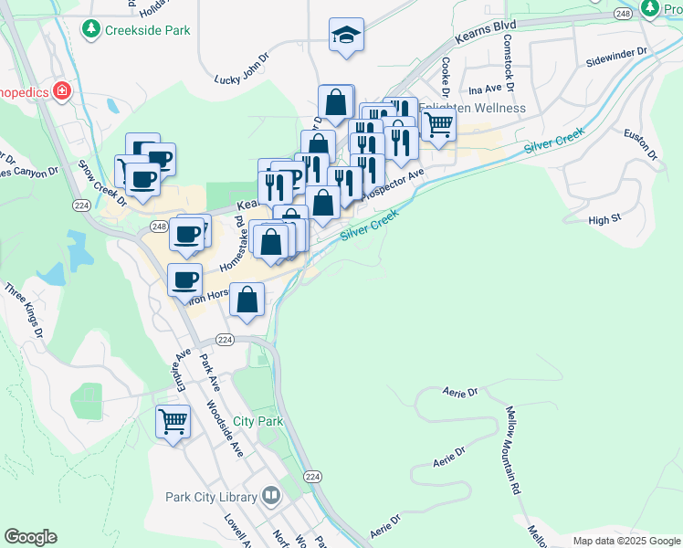 map of restaurants, bars, coffee shops, grocery stores, and more near 1670 Upper Iron Horse Loop Road in Park City