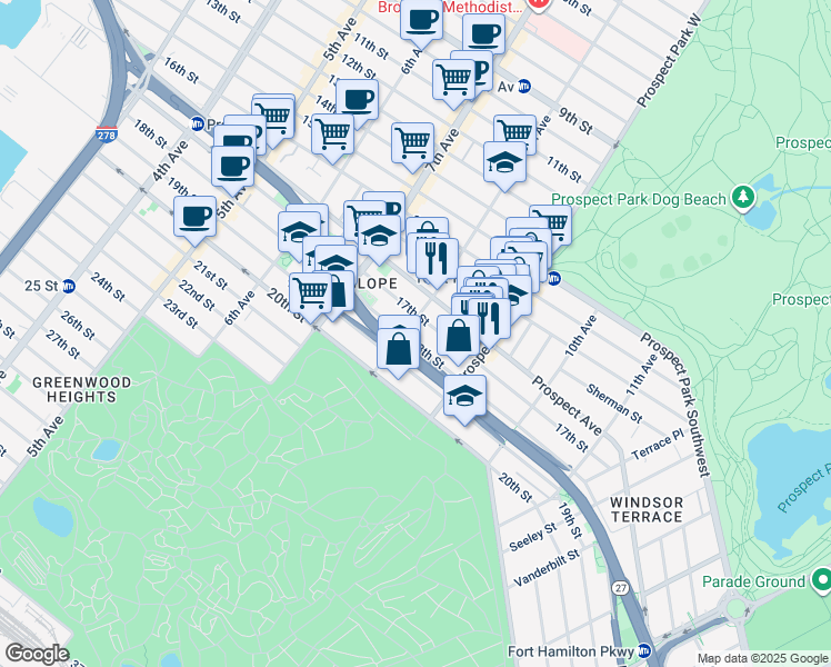 map of restaurants, bars, coffee shops, grocery stores, and more near in Brooklyn