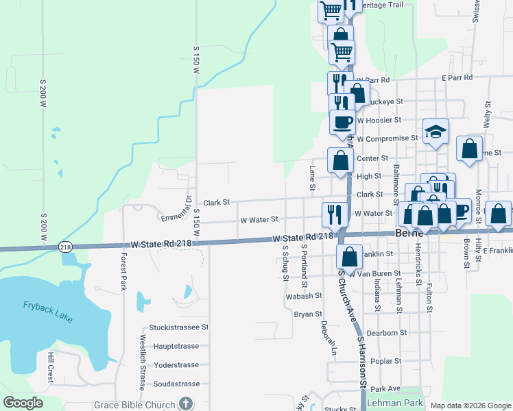 map of restaurants, bars, coffee shops, grocery stores, and more near 1026 Clark St in Berne