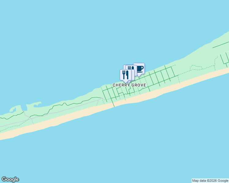 map of restaurants, bars, coffee shops, grocery stores, and more near 238 Sea Walk in Fire Island