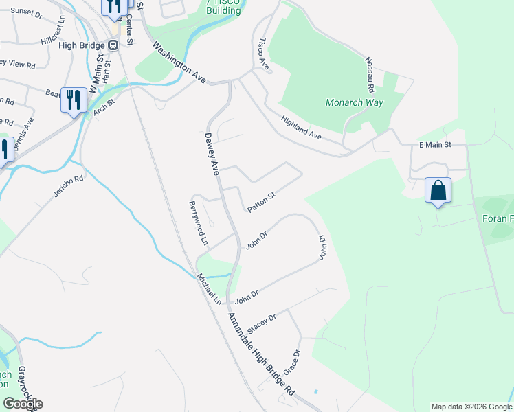 map of restaurants, bars, coffee shops, grocery stores, and more near 10 Patton Street in High Bridge