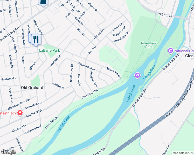 map of restaurants, bars, coffee shops, grocery stores, and more near 15 Russet Drive in Easton