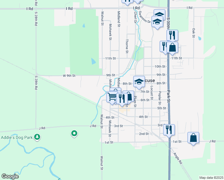 map of restaurants, bars, coffee shops, grocery stores, and more near 708 Mohawk Street in Syracuse