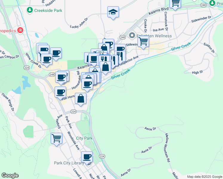 map of restaurants, bars, coffee shops, grocery stores, and more near 1670 Upper Iron Horse Loop Road in Park City
