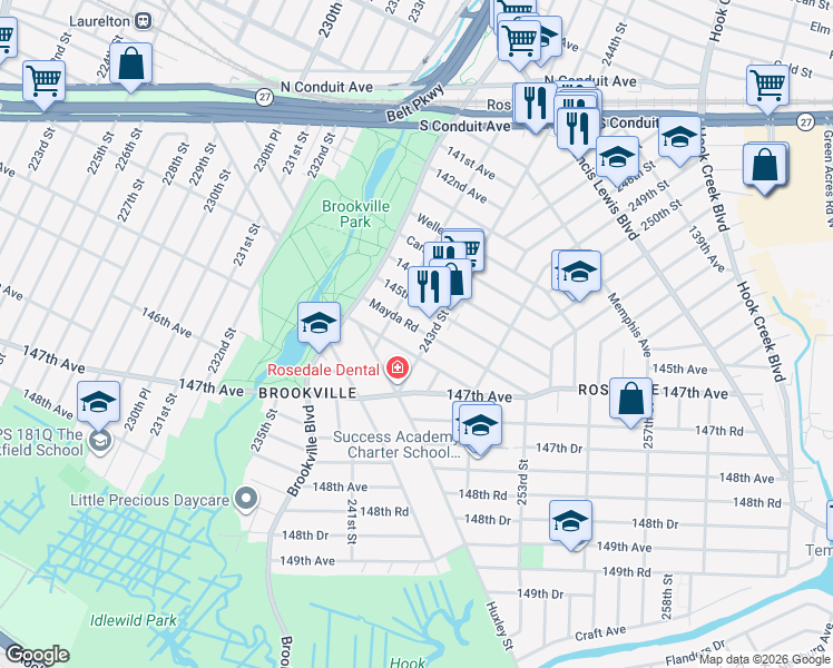 map of restaurants, bars, coffee shops, grocery stores, and more near 241-1 Newhall Avenue in Queens