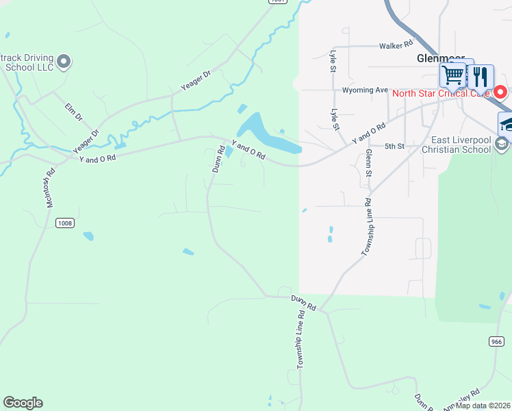 map of restaurants, bars, coffee shops, grocery stores, and more near 45828 Madison Drive in East Liverpool