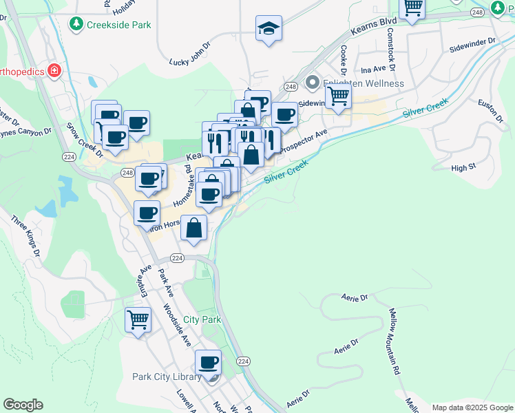 map of restaurants, bars, coffee shops, grocery stores, and more near 1550 Lower Iron Horse Loop Road in Park City