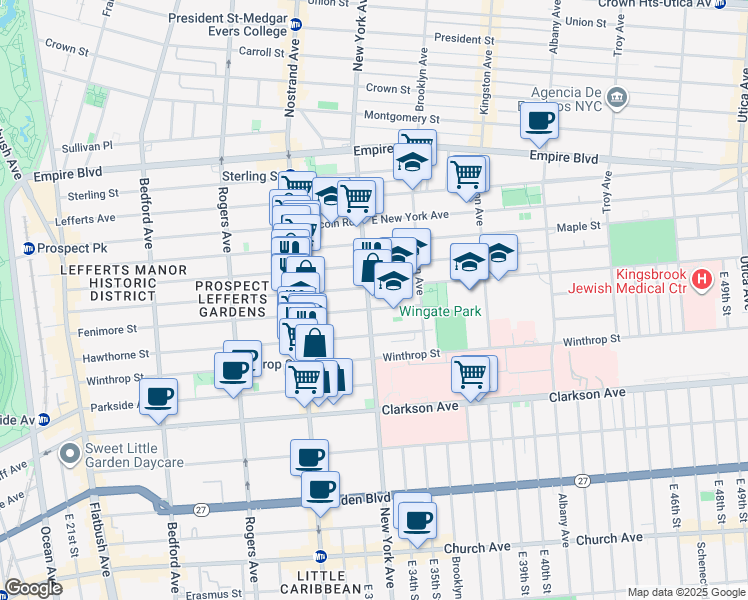 map of restaurants, bars, coffee shops, grocery stores, and more near 454 Fenimore Street in Brooklyn