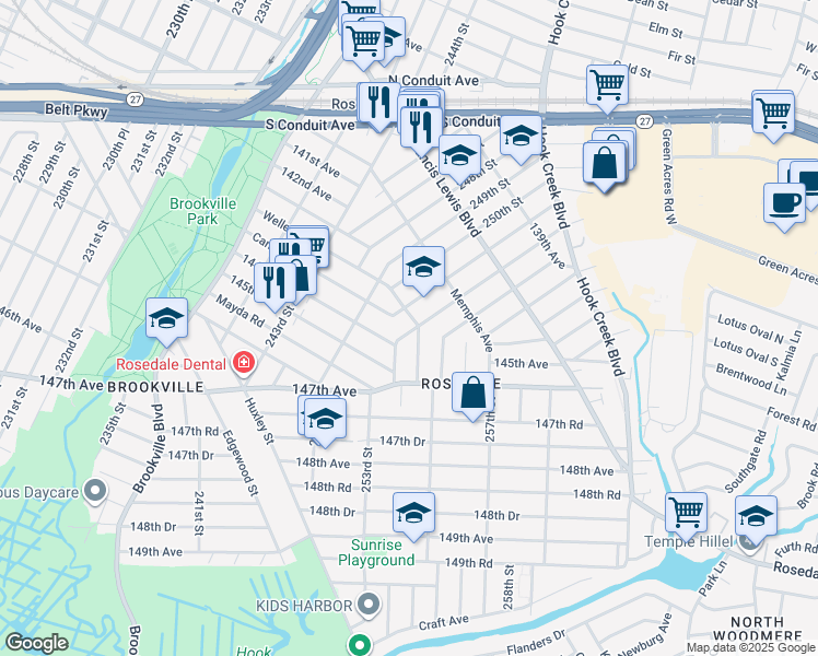 map of restaurants, bars, coffee shops, grocery stores, and more near 251-20 Weller Avenue in Queens