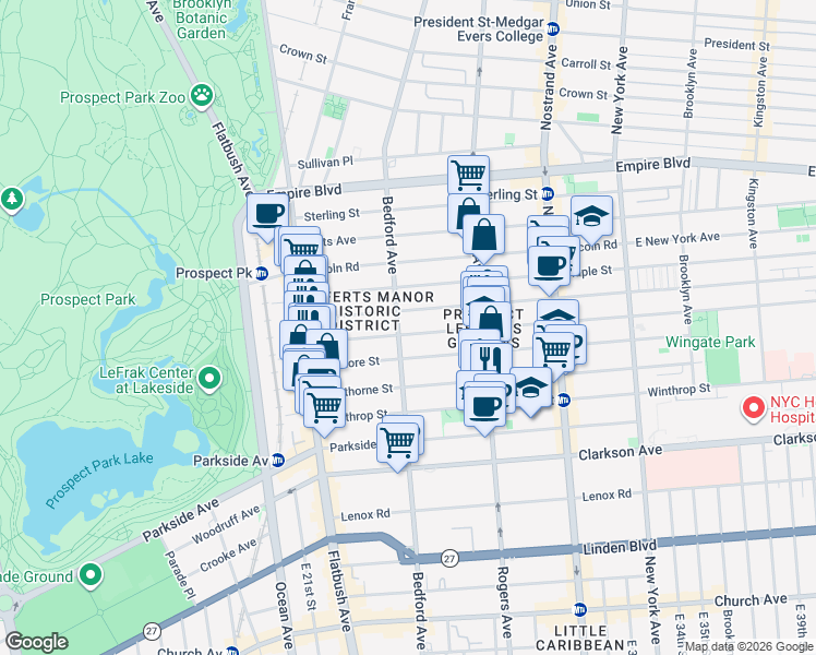 map of restaurants, bars, coffee shops, grocery stores, and more near in Brooklyn