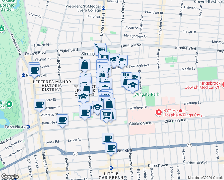 map of restaurants, bars, coffee shops, grocery stores, and more near in Brooklyn