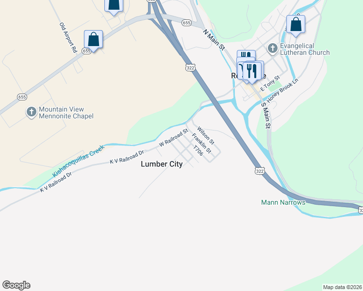 map of restaurants, bars, coffee shops, grocery stores, and more near 42 McNitt Street in Reedsville