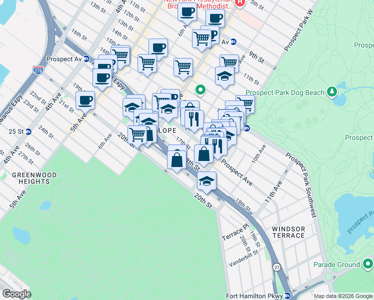 map of restaurants, bars, coffee shops, grocery stores, and more near in Brooklyn