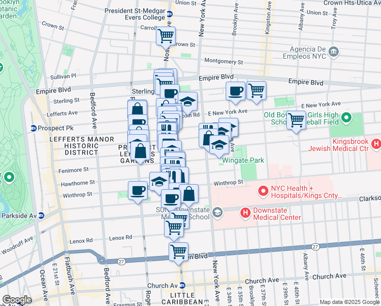 map of restaurants, bars, coffee shops, grocery stores, and more near 423 Fenimore Street in Brooklyn