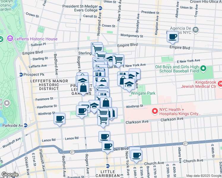 map of restaurants, bars, coffee shops, grocery stores, and more near 423 Fenimore Street in Brooklyn