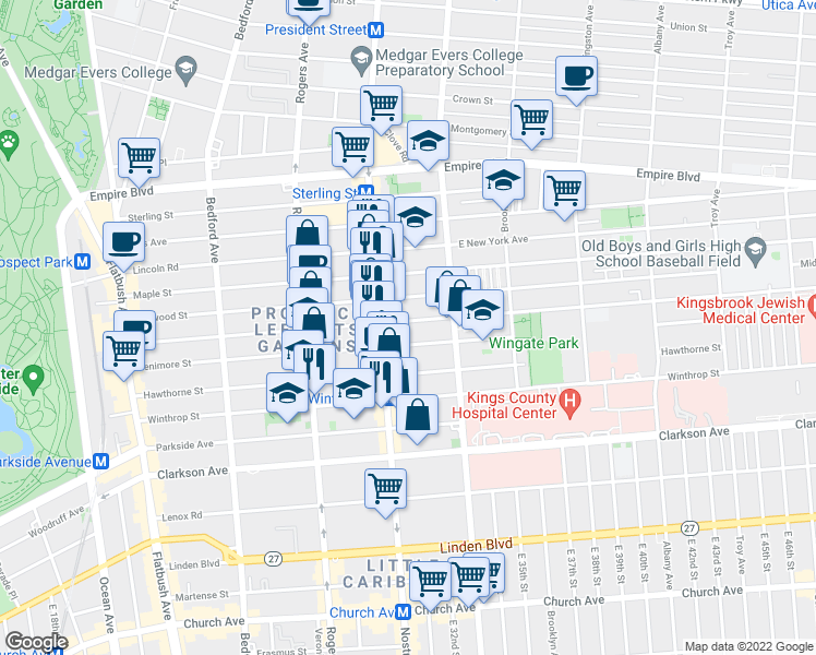 map of restaurants, bars, coffee shops, grocery stores, and more near in Brooklyn