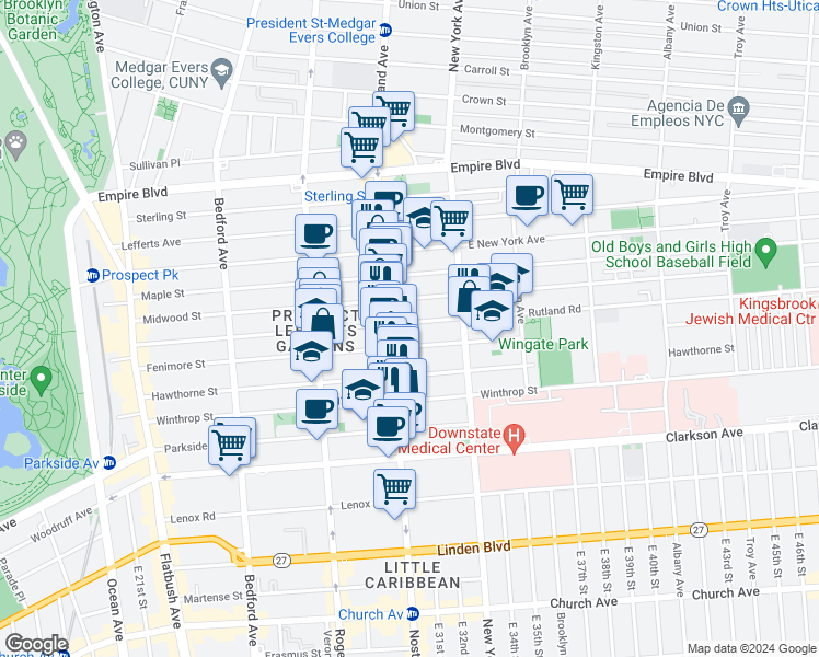 map of restaurants, bars, coffee shops, grocery stores, and more near in Brooklyn