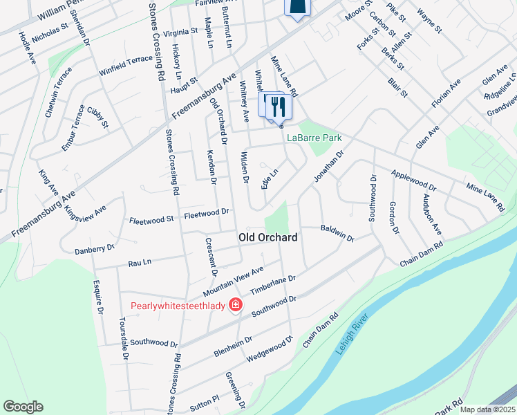 map of restaurants, bars, coffee shops, grocery stores, and more near 45 Wilden Drive in Easton