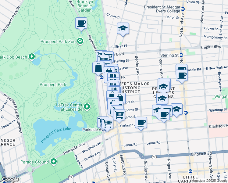 map of restaurants, bars, coffee shops, grocery stores, and more near in Brooklyn