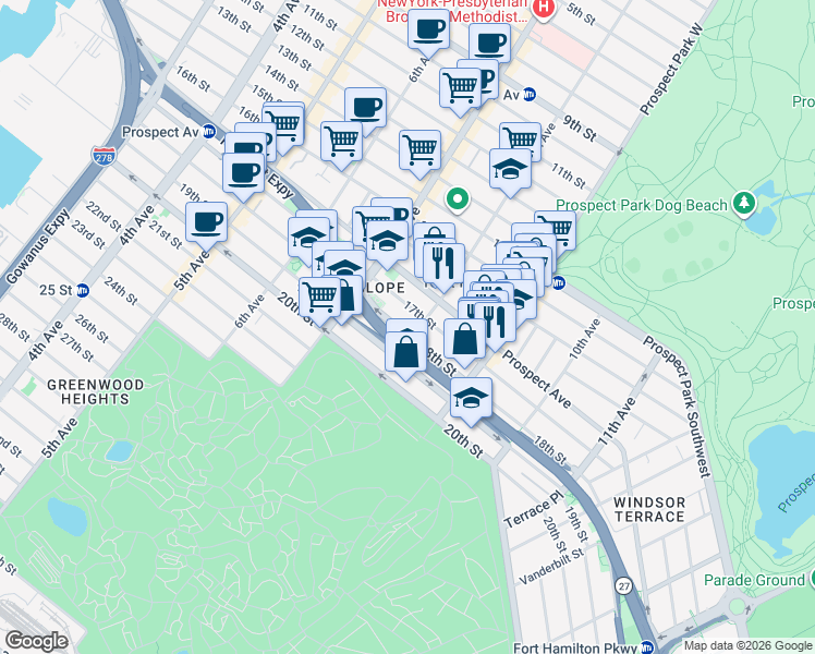 map of restaurants, bars, coffee shops, grocery stores, and more near in Brooklyn